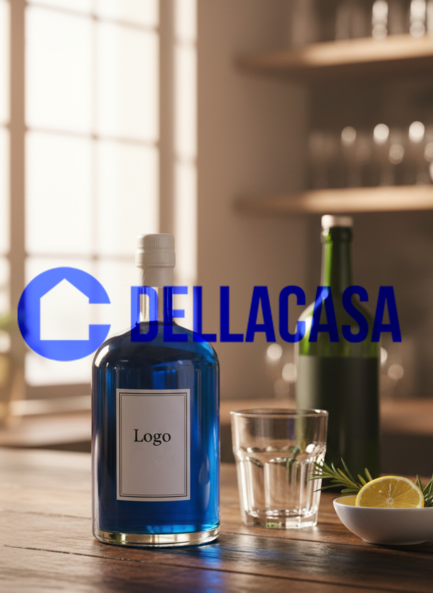 BLUE DRY GIN AL FIORDALISO - Della Casa italiano Personalizzato con Etichetta Brandizzata Vetro 50cl