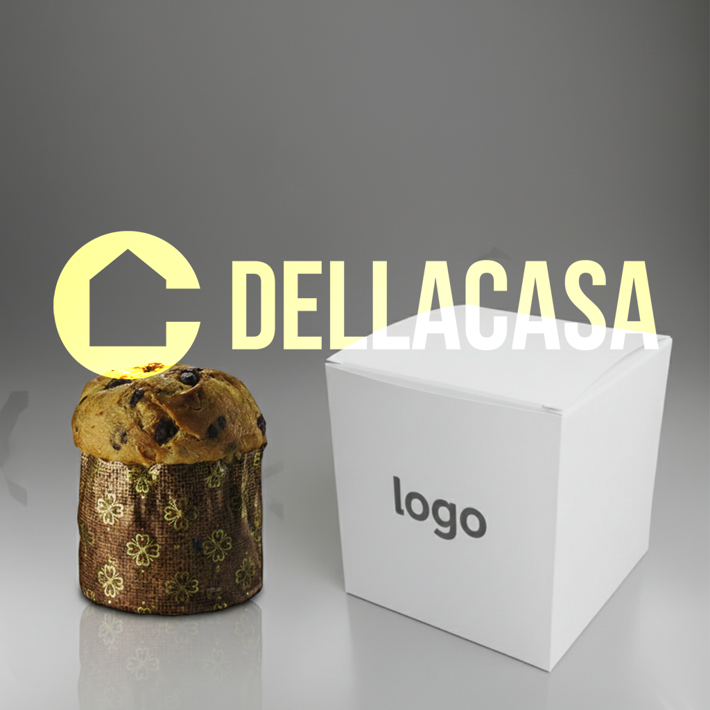 Panettoncino Milano (senza lattosio) in cellophane neutro 100gr + Astuccio personalizzabile al 100% in quadricromia su tutti i lati. - immagine 2